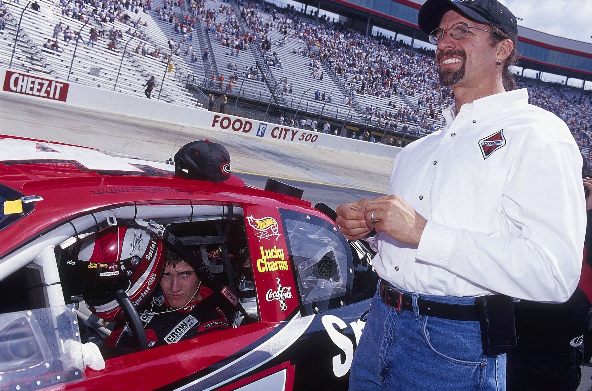 Kyle Petty (R) with his son Adam Petty before the Busch Series race at Bristol. Source: Getty